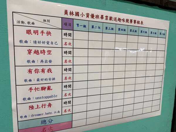 由熊教練親自設計及免費輸出之各項競賽賽程表